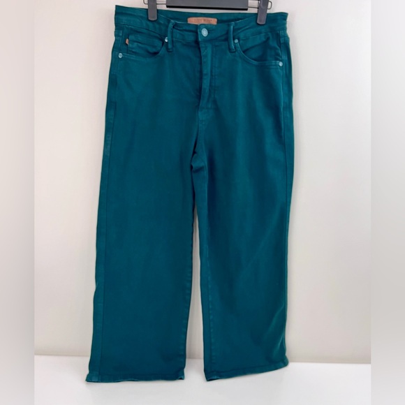 Judy Blue "Garment Dye" Green Tummy Control Wide Leg Cropped Jeans size 11/30 - Picture 4 of 10
